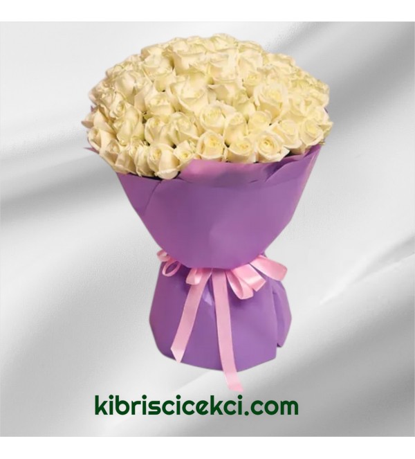 71 Beyaz Gül Buketi